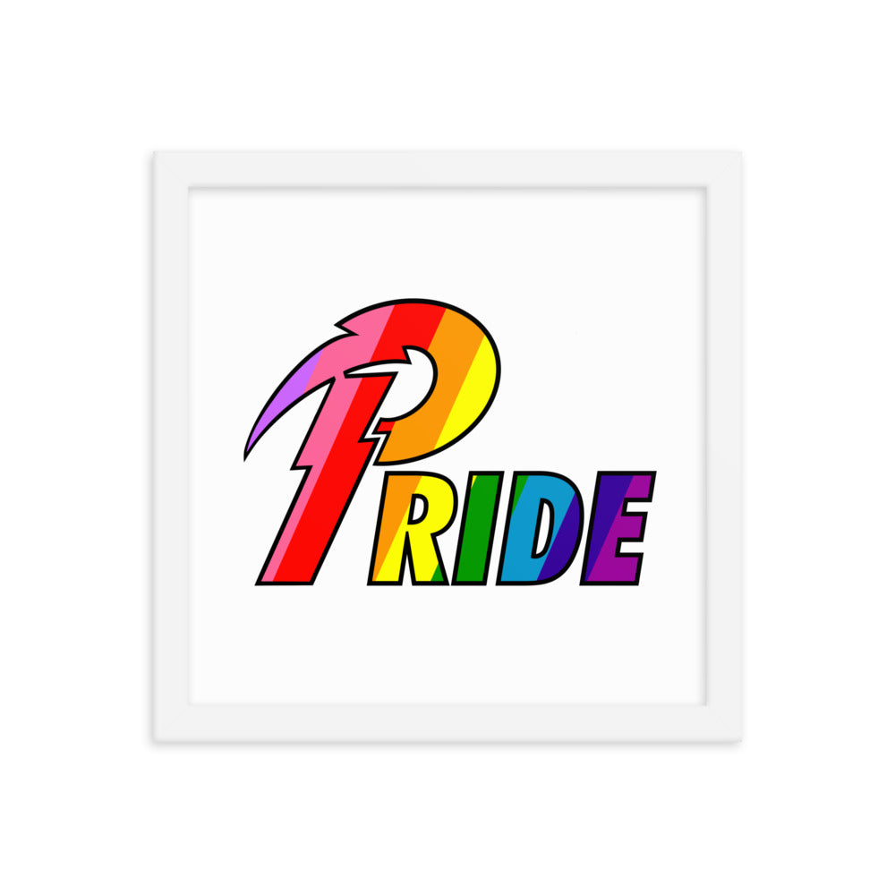 A Pride Bolt framed poster