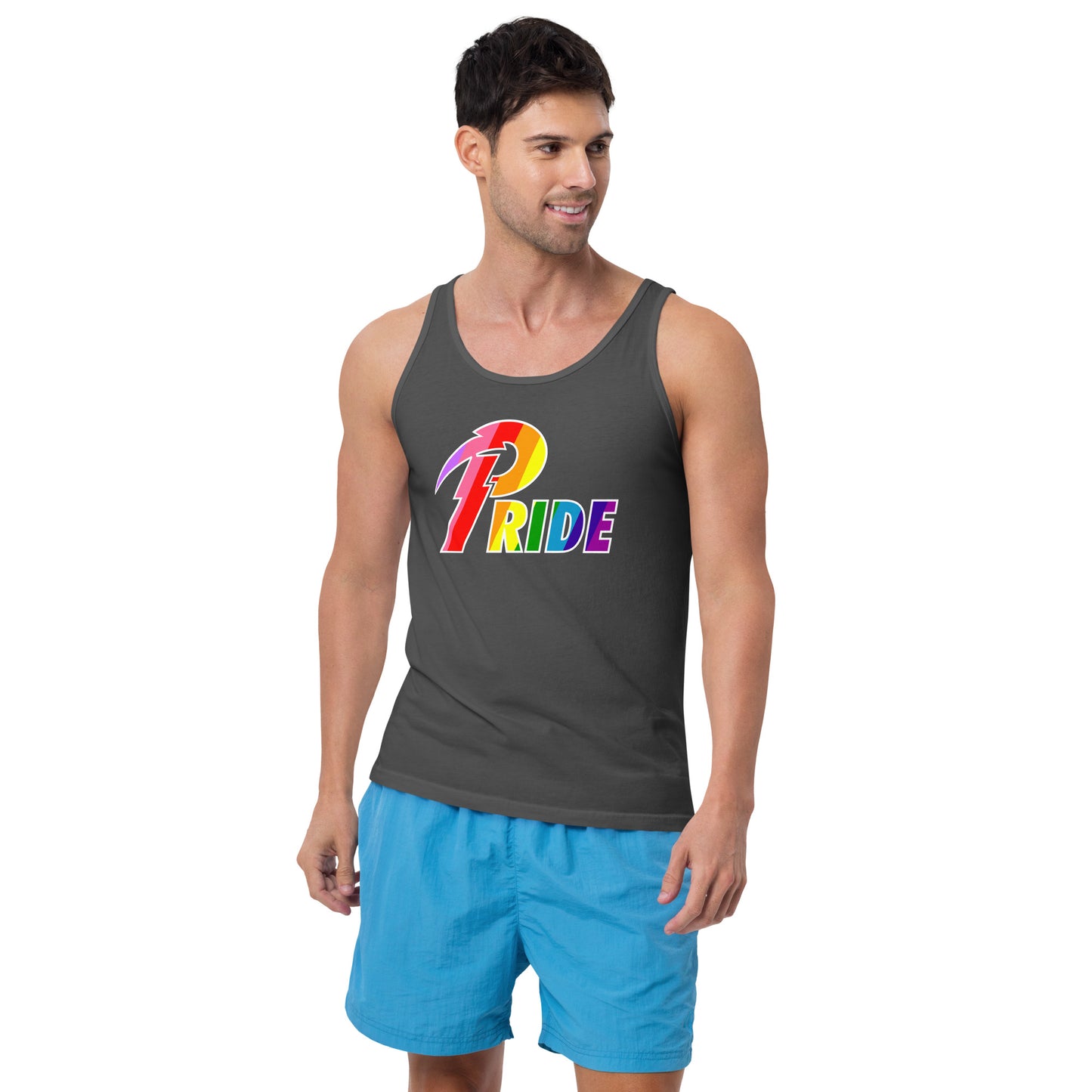 A Pride White Bolt unisex tank top