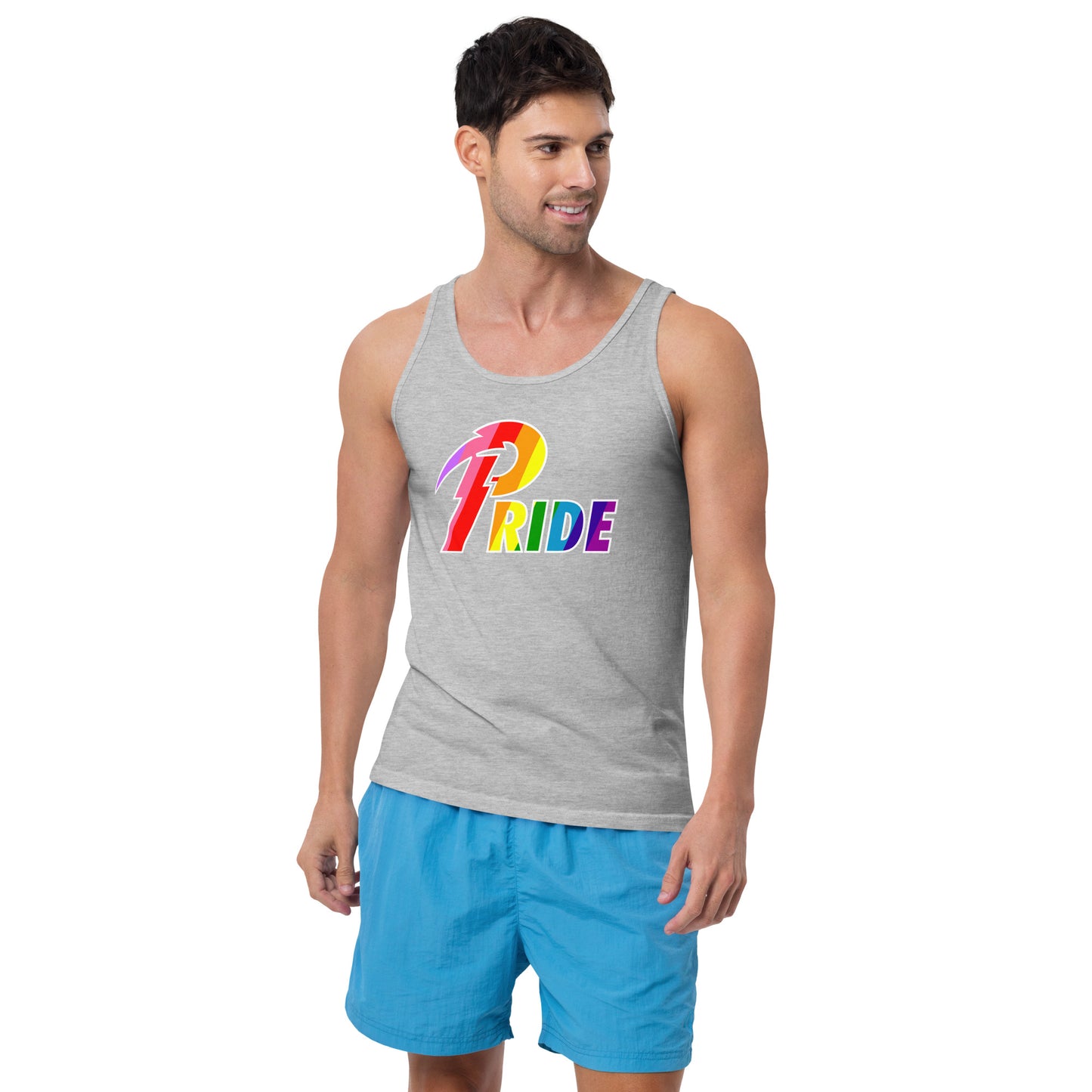A Pride White Bolt unisex tank top