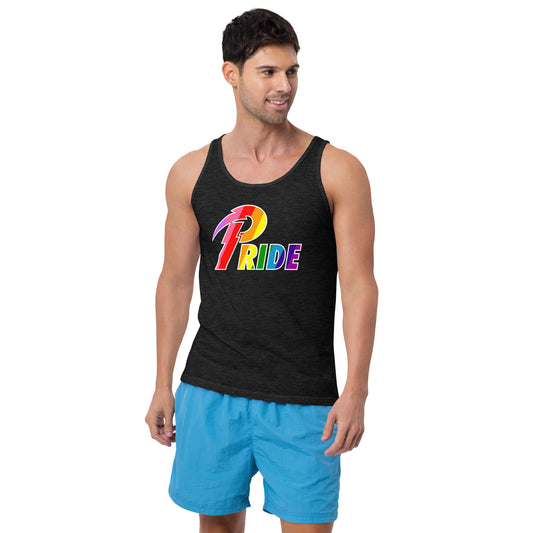 A Pride White Bolt unisex tank top