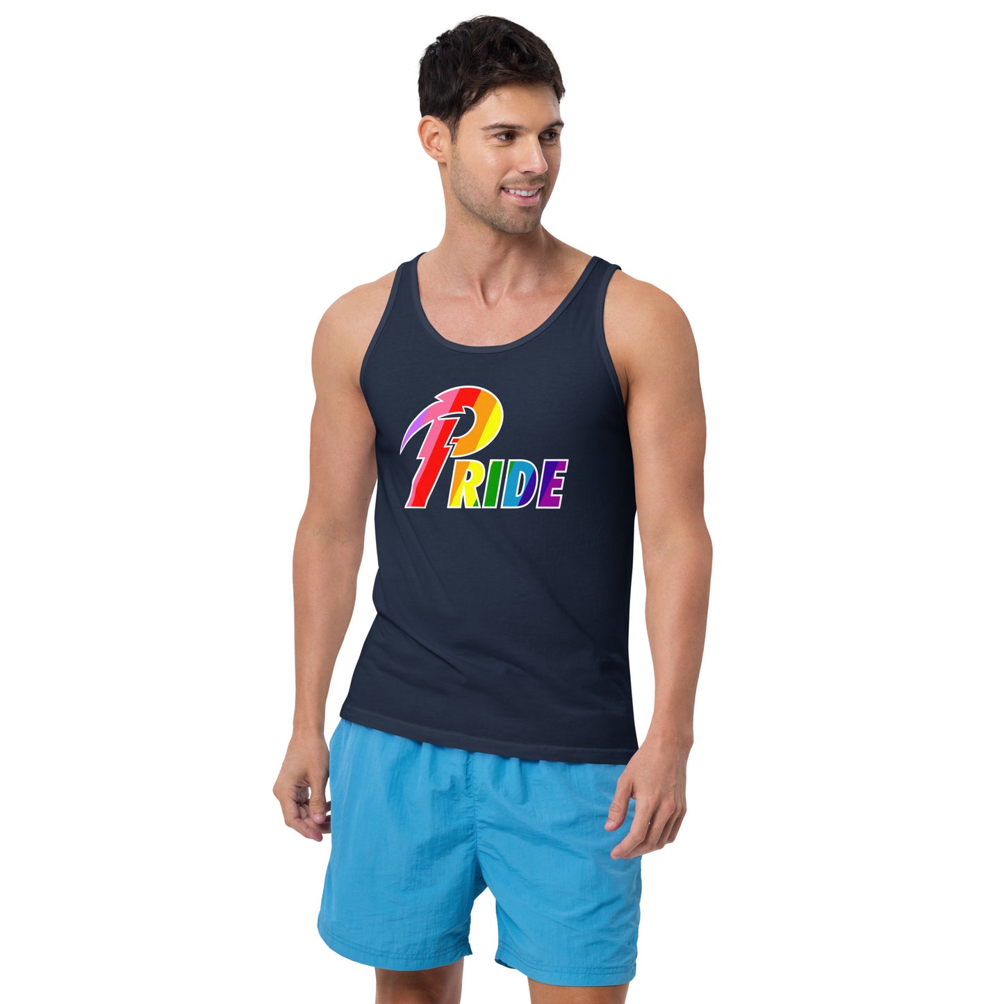 A Pride White Bolt unisex tank top