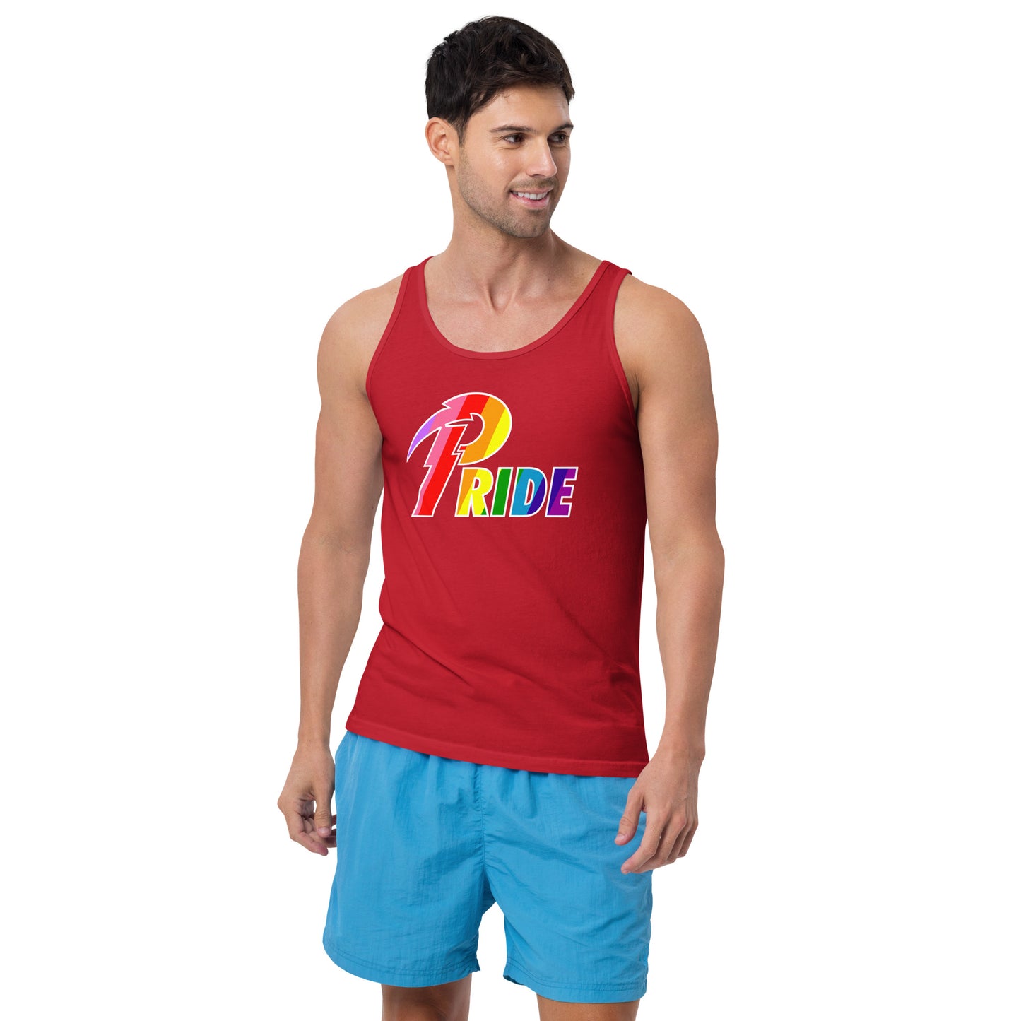 A Pride White Bolt unisex tank top