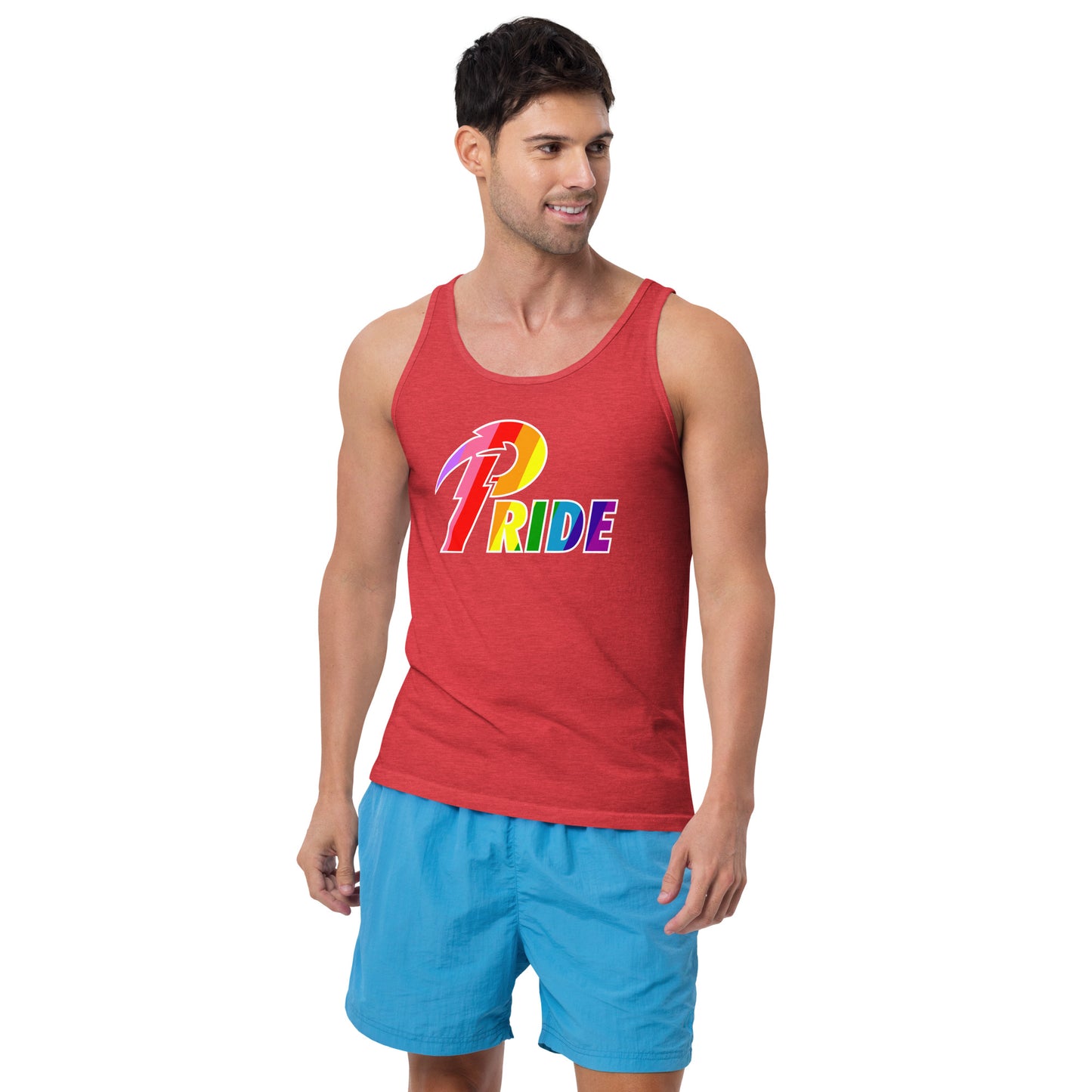 A Pride White Bolt unisex tank top