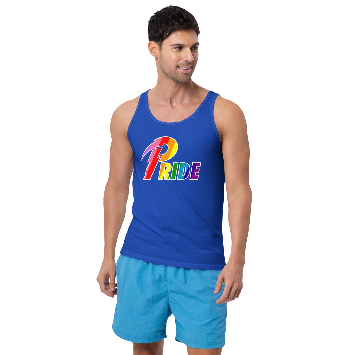 A Pride White Bolt unisex tank top