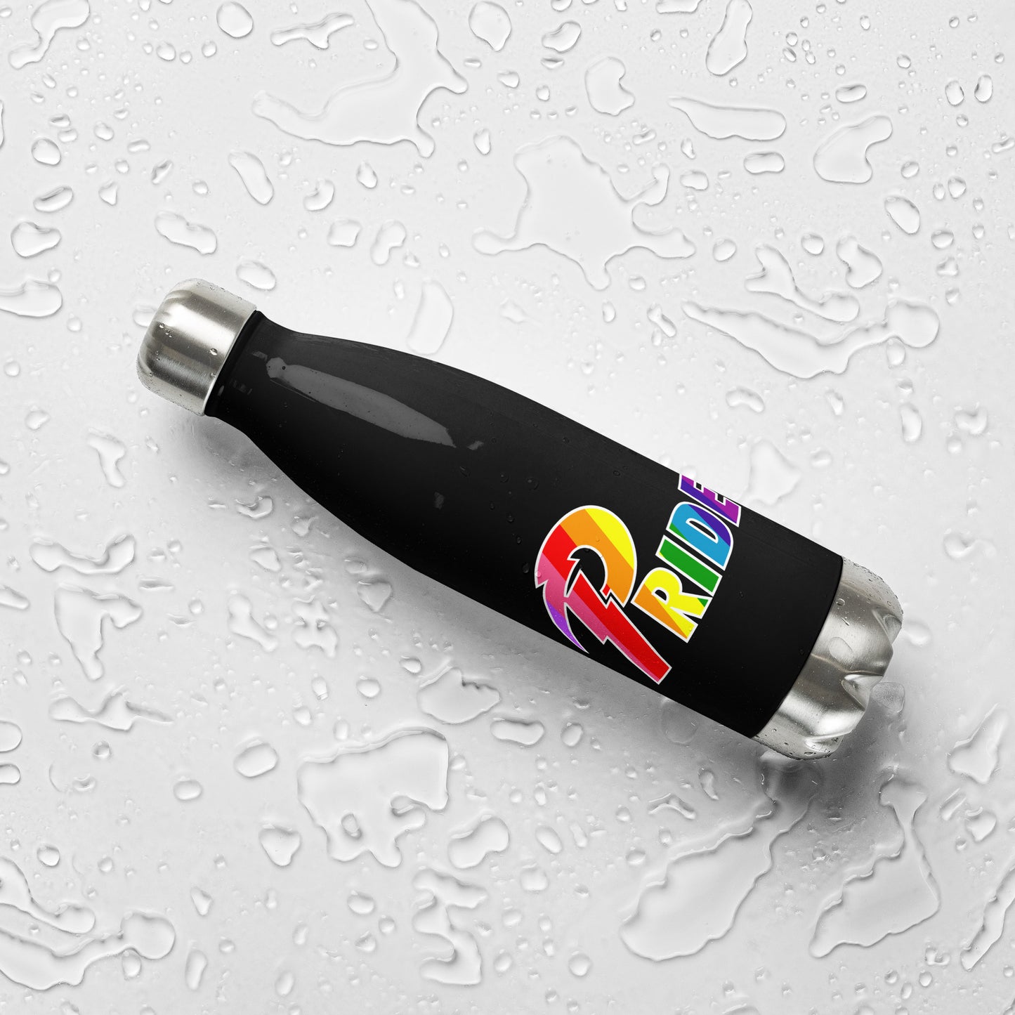 A Pride White Bolt stainless steel water bottle