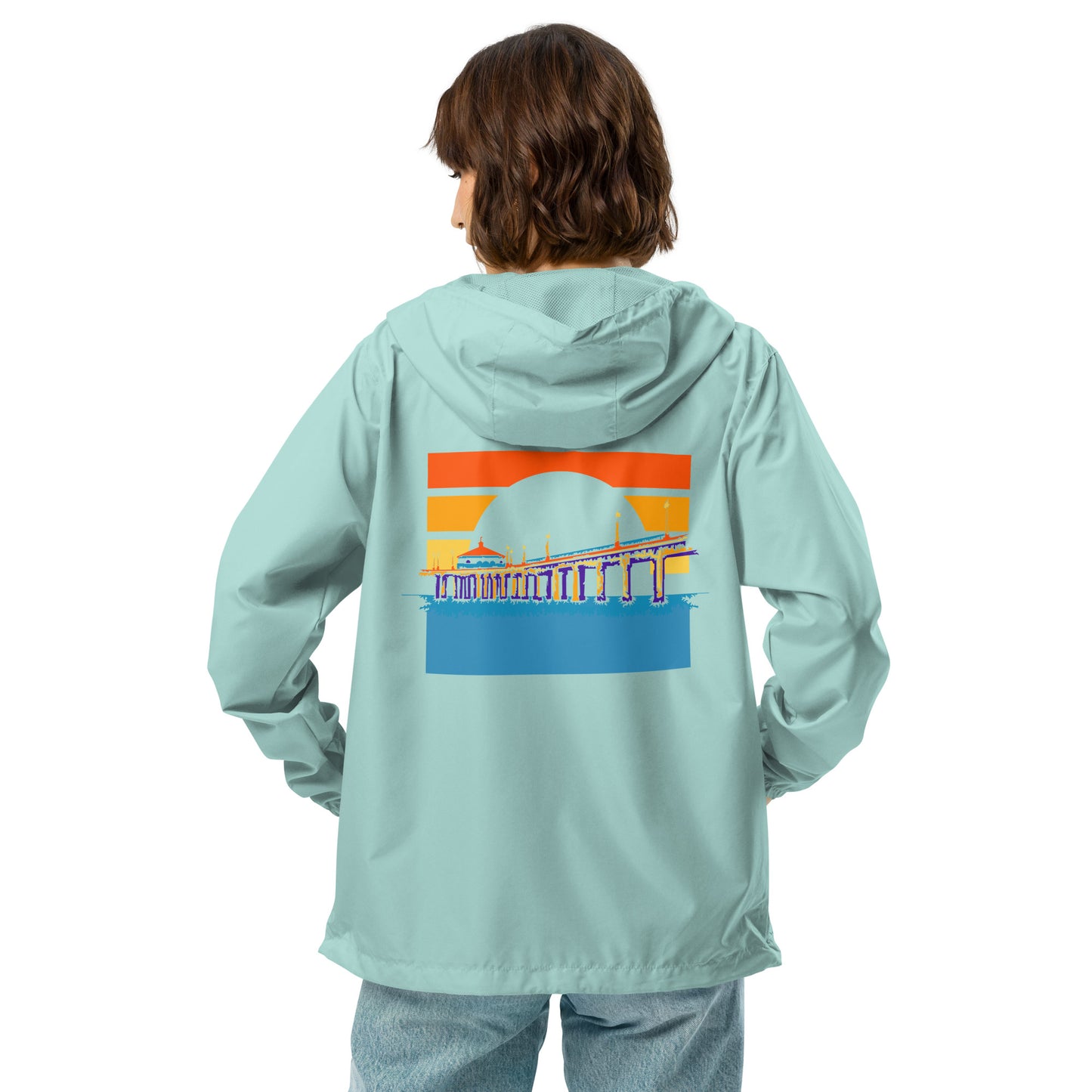 Manhattan Beach Pier unisex lightweight zip up windbreaker
