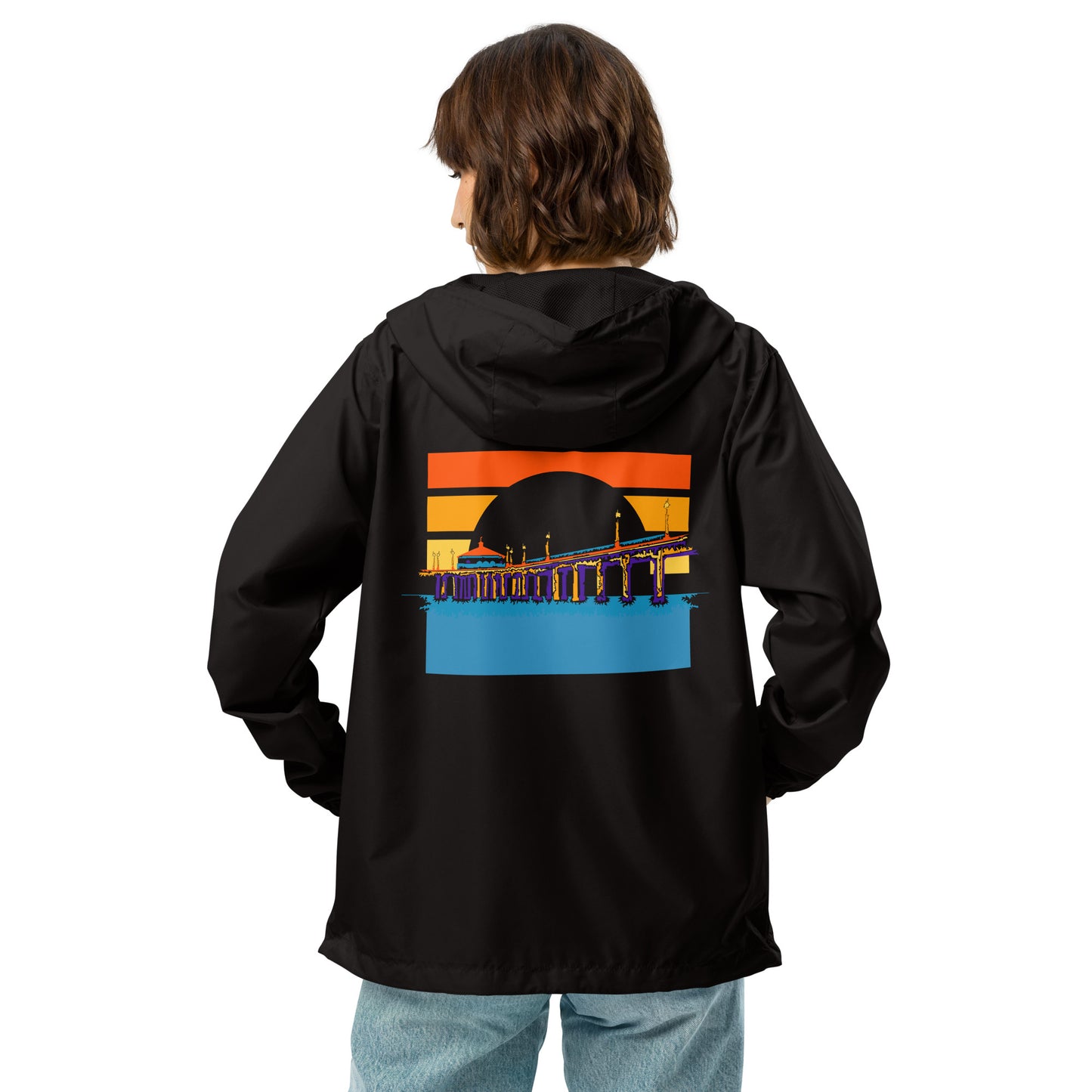Manhattan Beach Pier unisex lightweight zip up windbreaker