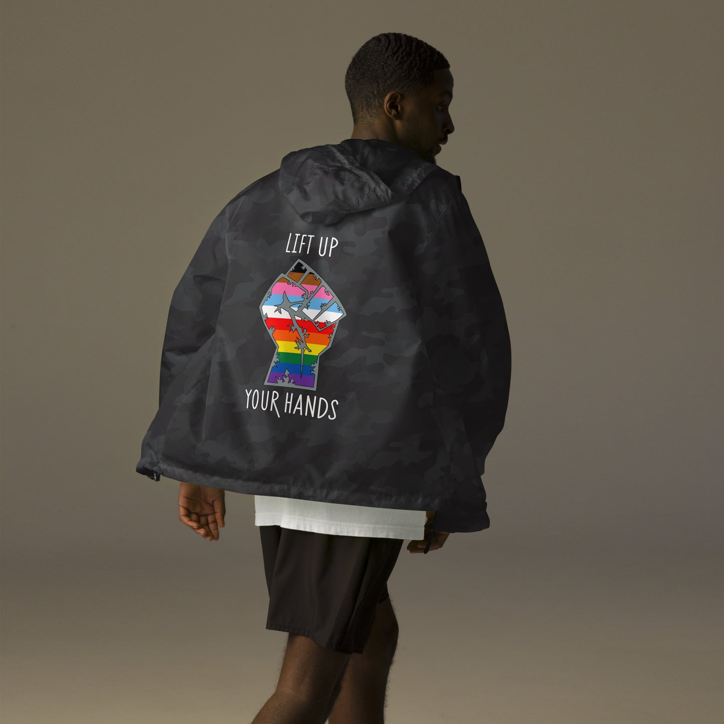 Lift Up Your Hands unisex lightweight zip up windbreaker