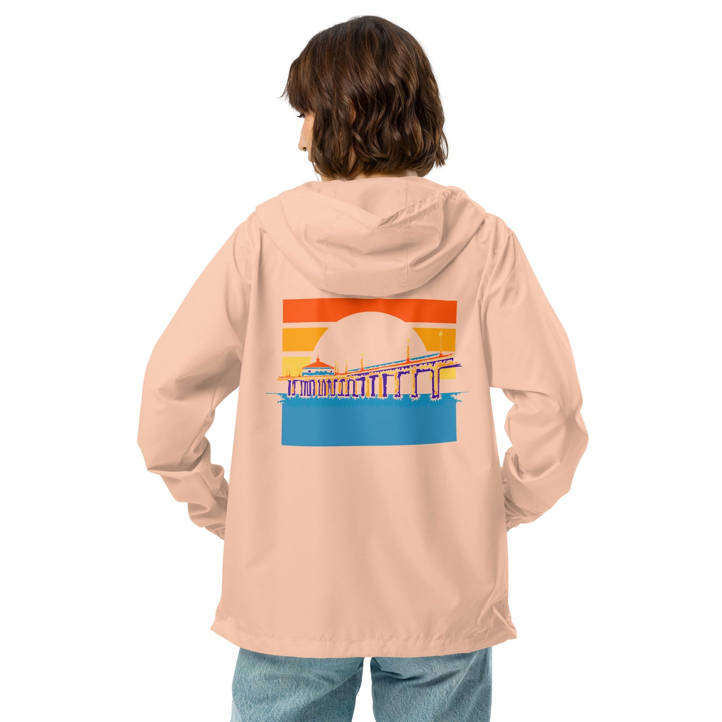 Manhattan Beach Pier unisex lightweight zip up windbreaker