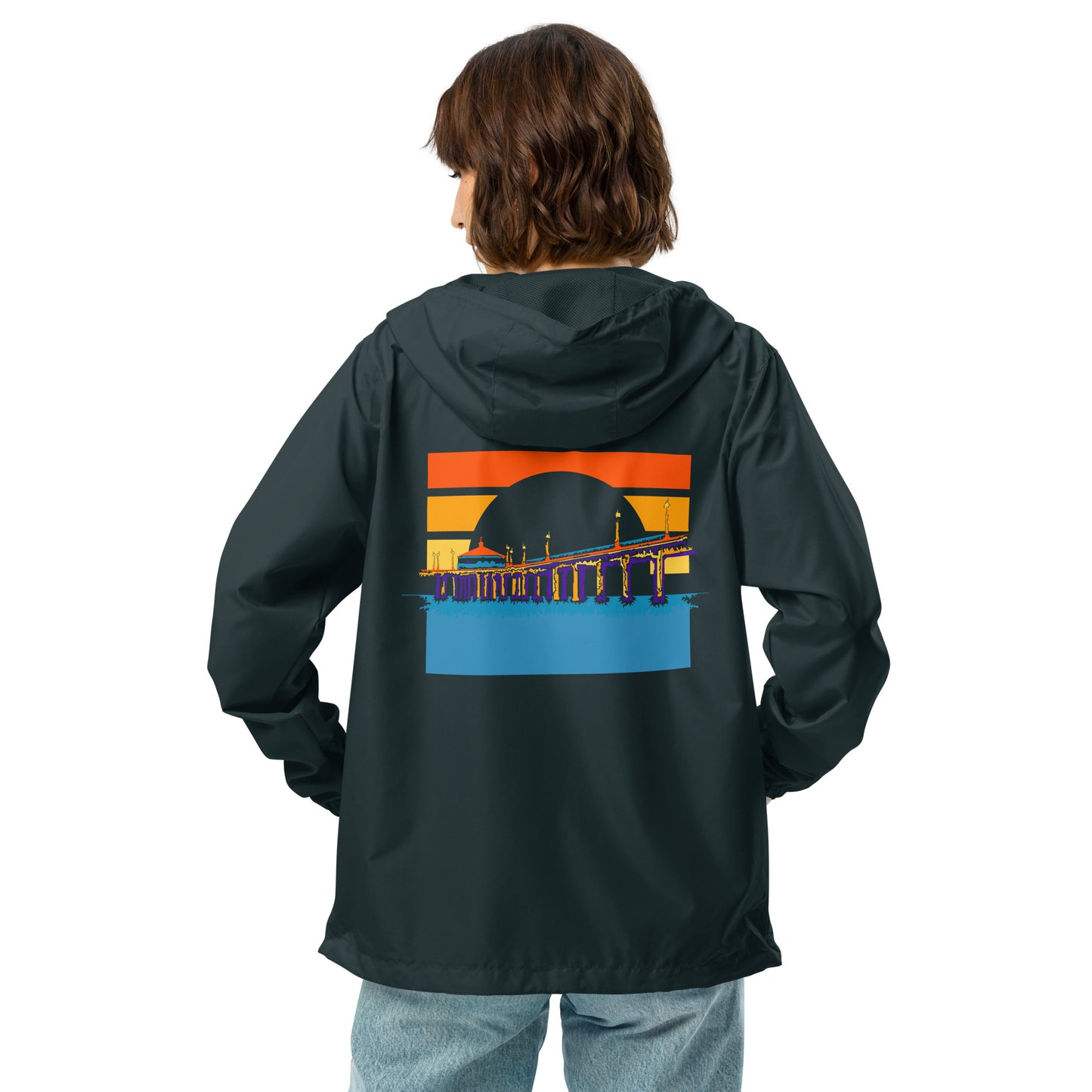 Manhattan Beach Pier unisex lightweight zip up windbreaker