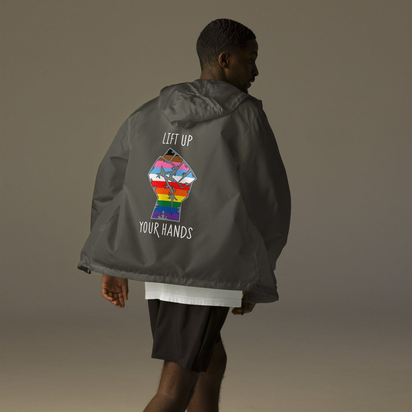 Lift Up Your Hands unisex lightweight zip up windbreaker