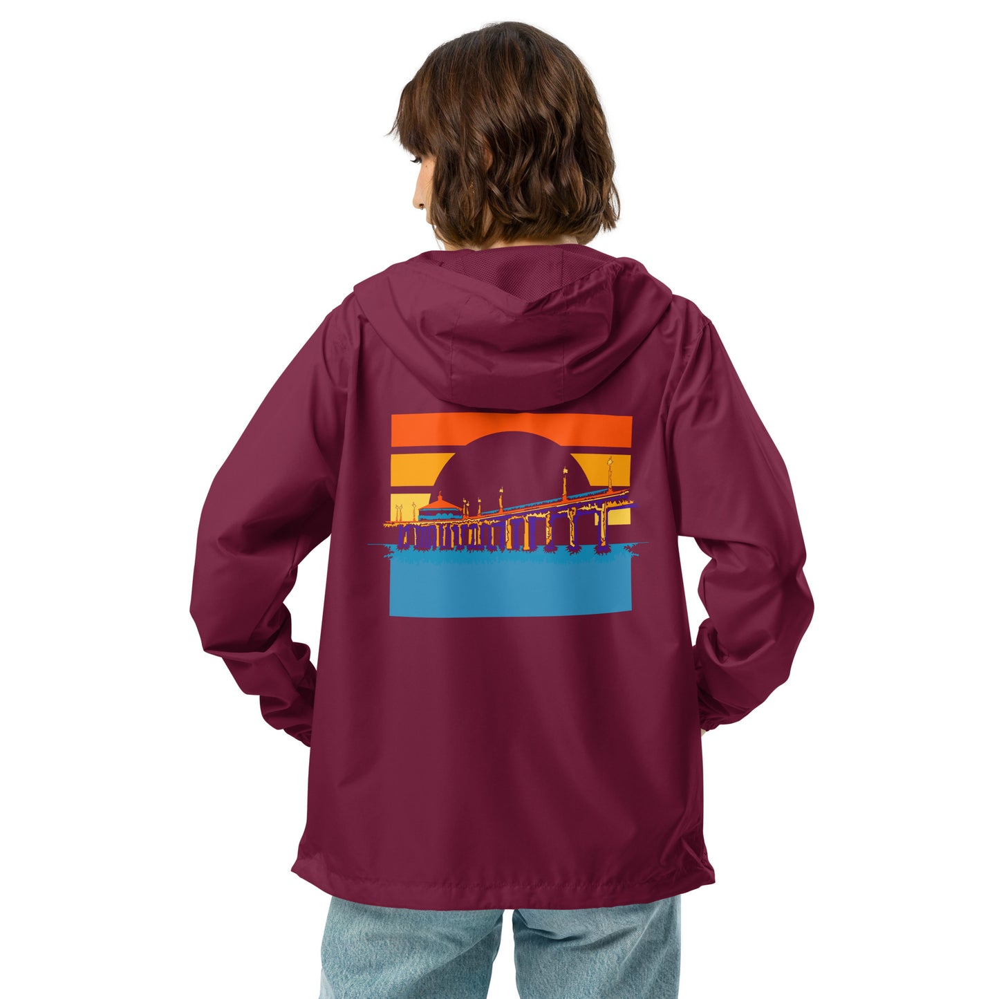 Manhattan Beach Pier unisex lightweight zip up windbreaker