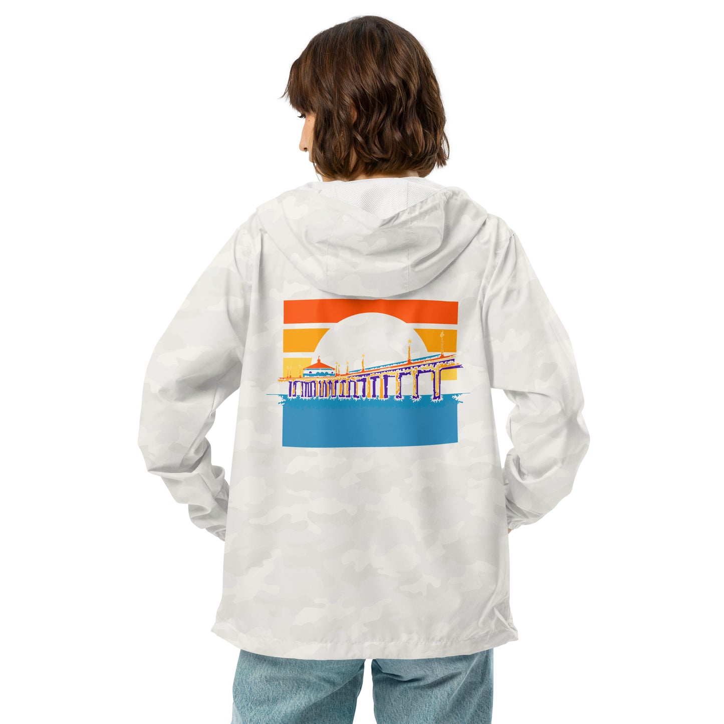Manhattan Beach Pier unisex lightweight zip up windbreaker