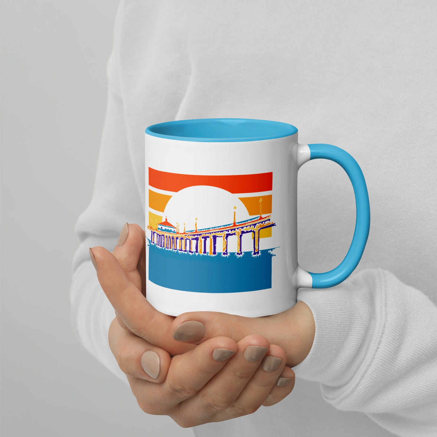 Manhattan Beach Pier mug with color inside