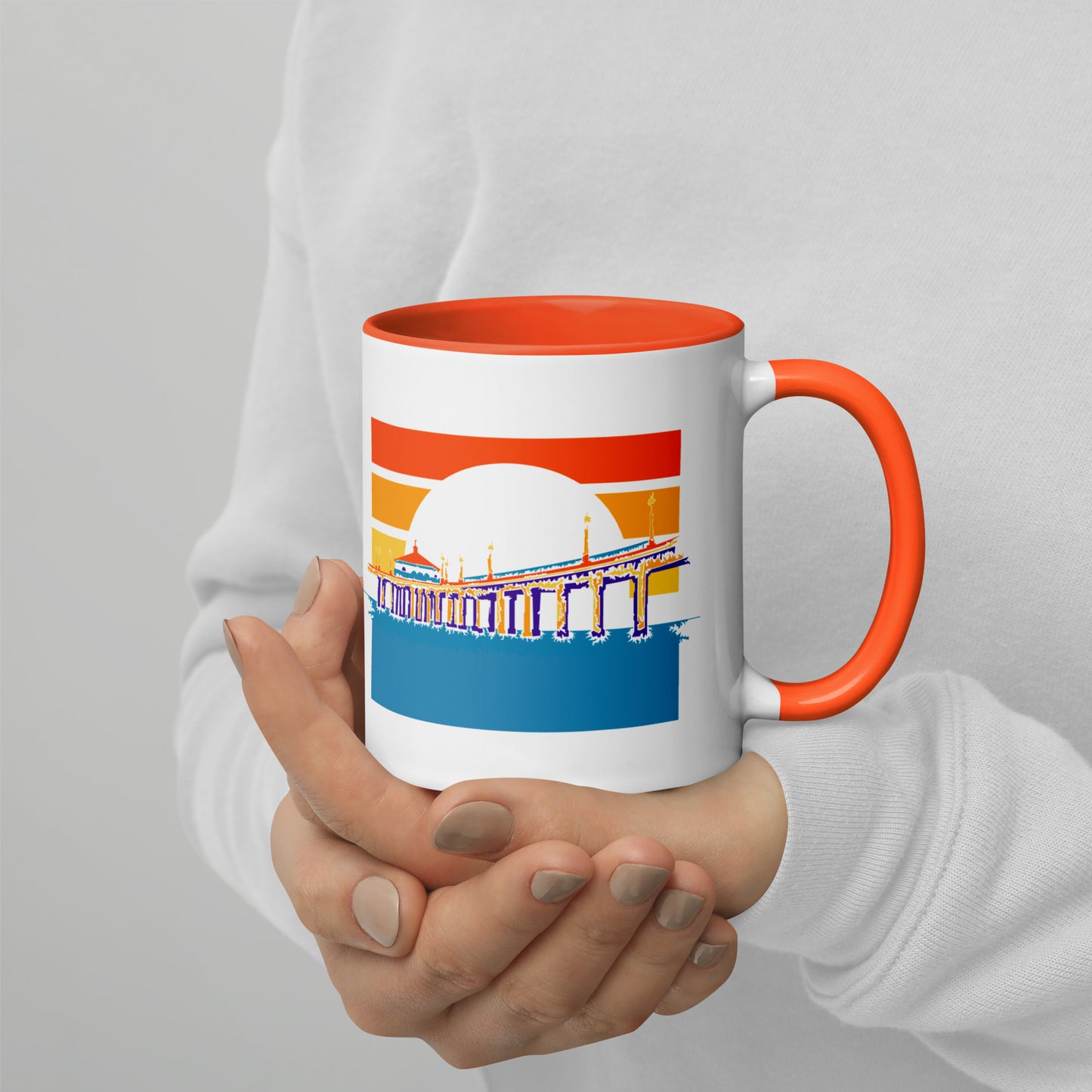 Manhattan Beach Pier mug with color inside