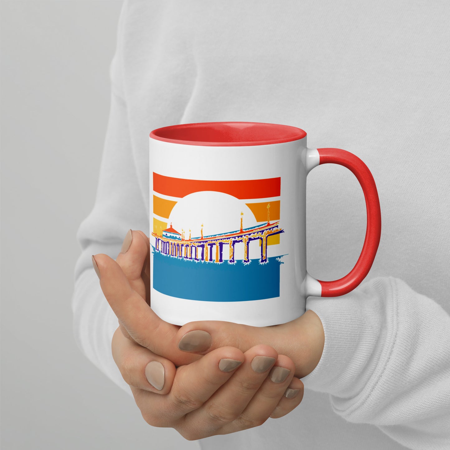 Manhattan Beach Pier mug with color inside