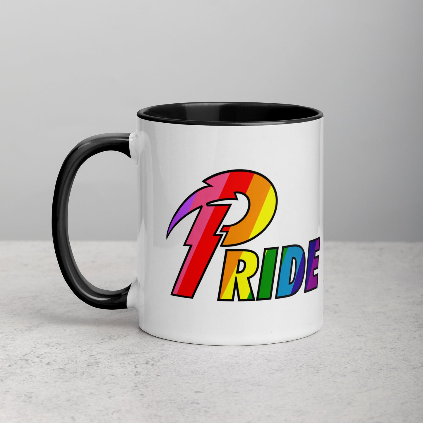 A Pride Bolt mug with color inside