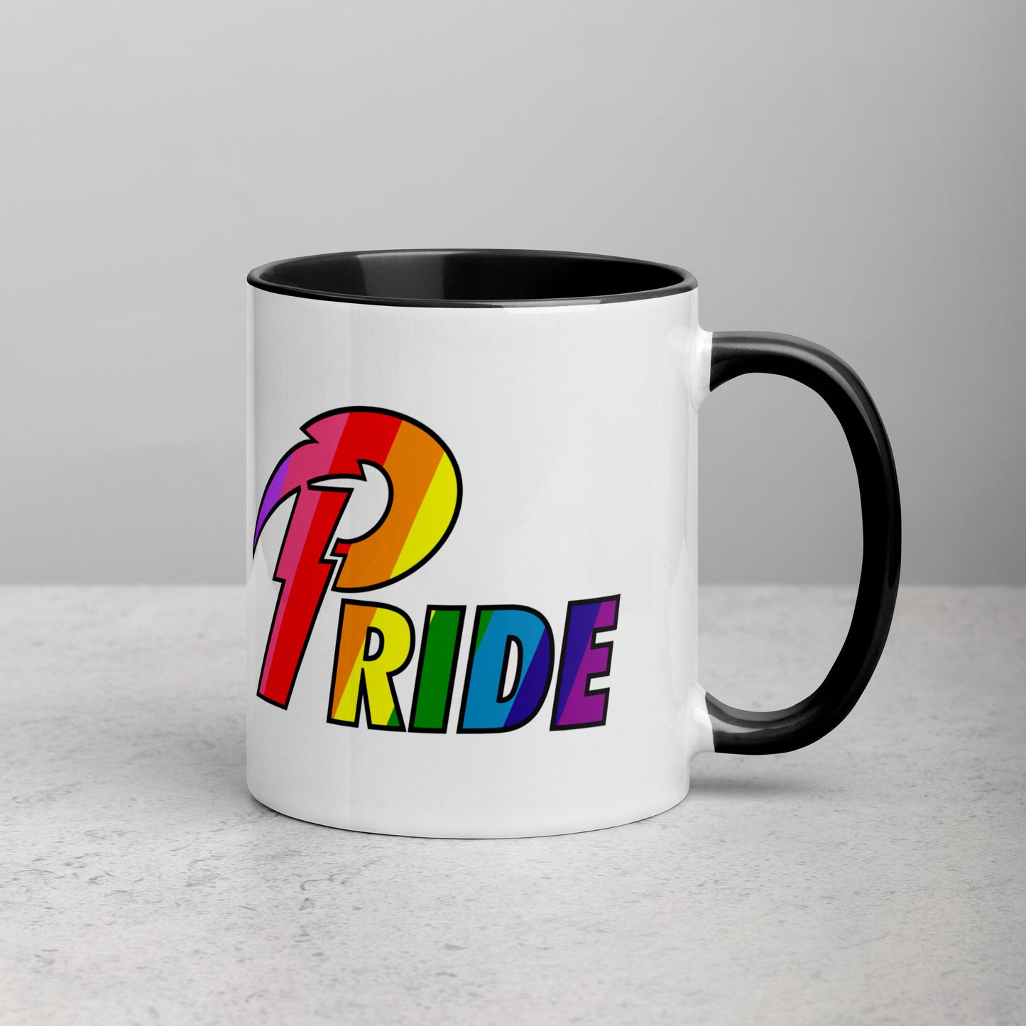 A Pride Bolt mug with color inside