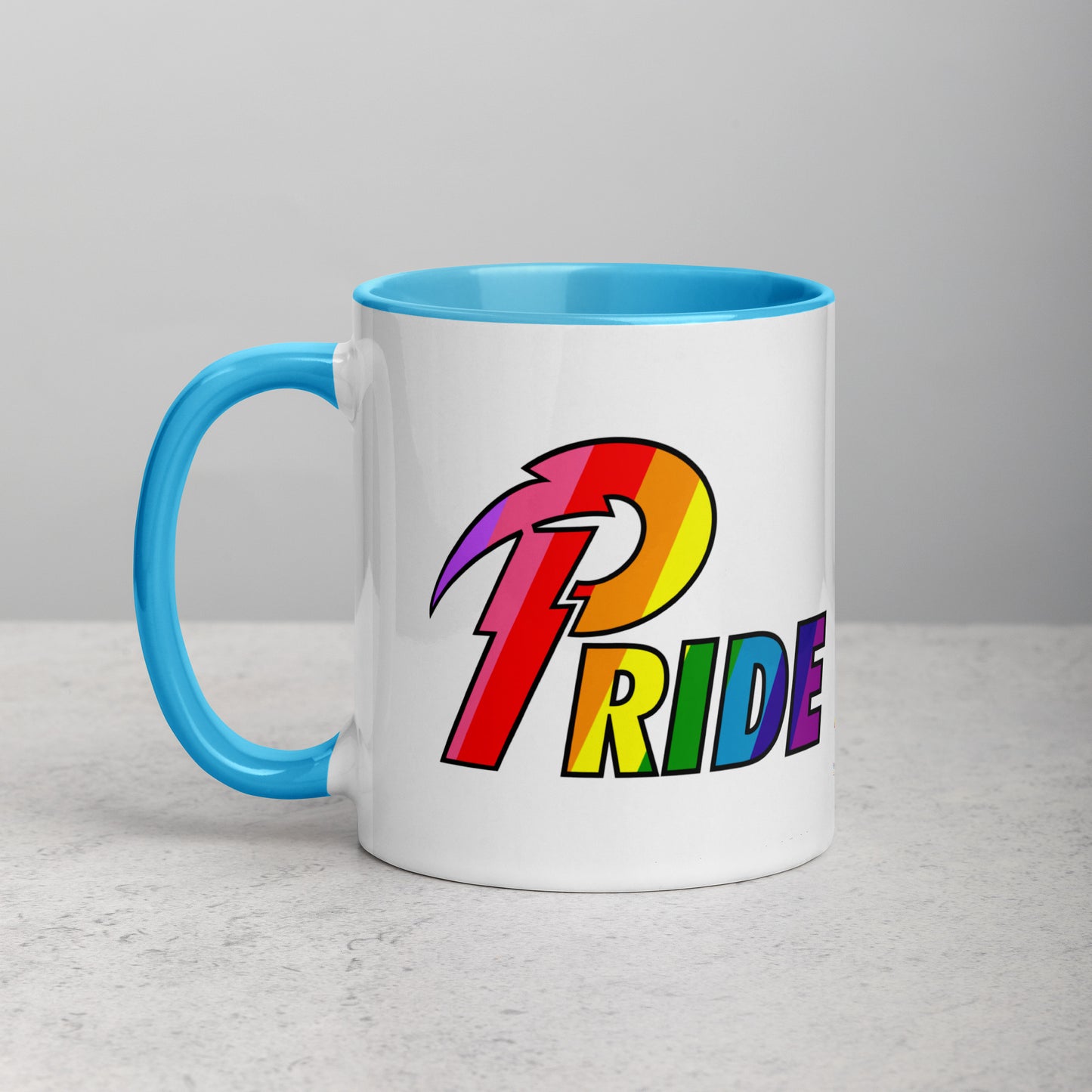 A Pride Bolt mug with color inside