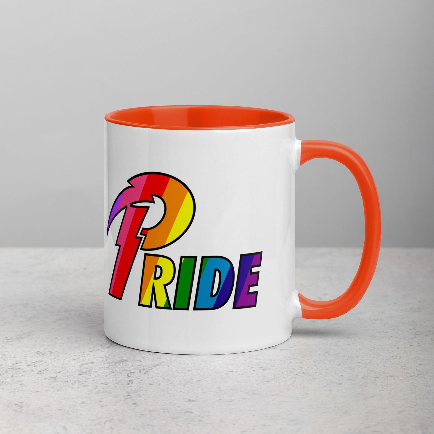 A Pride Bolt mug with color inside