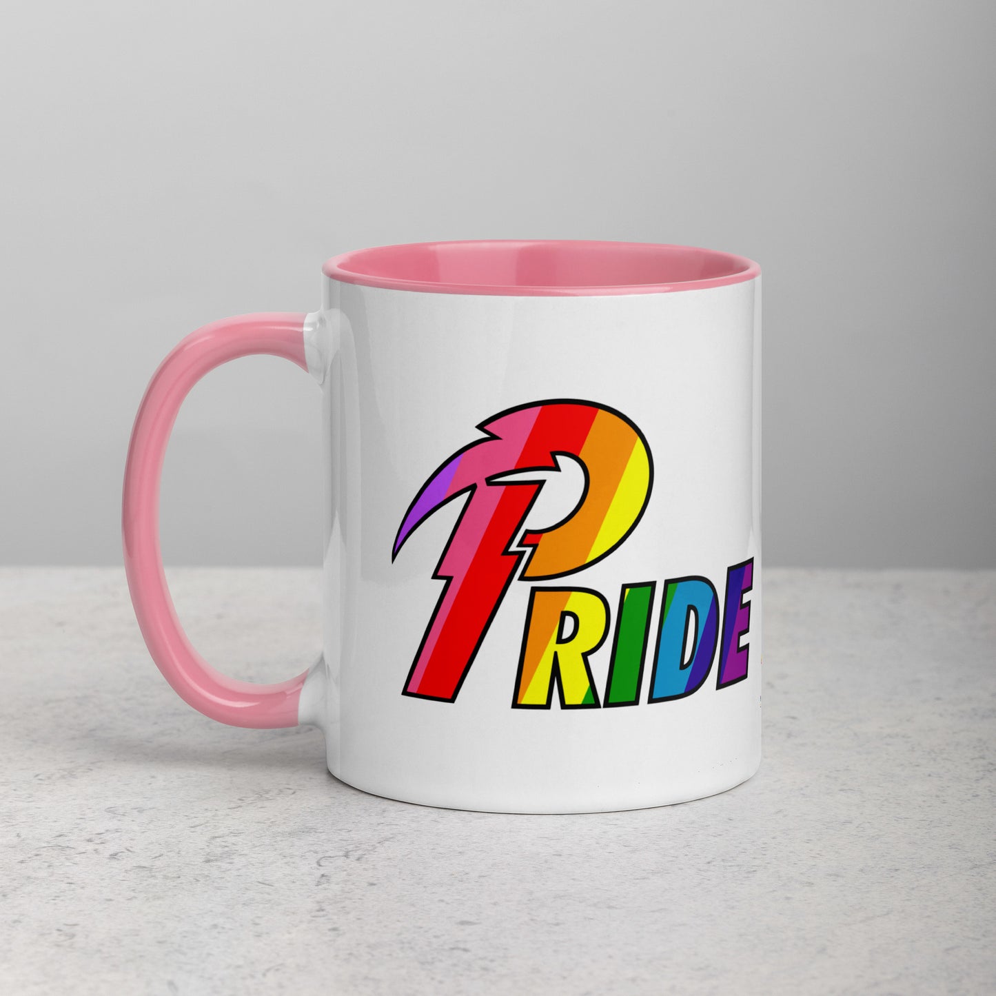 A Pride Bolt mug with color inside