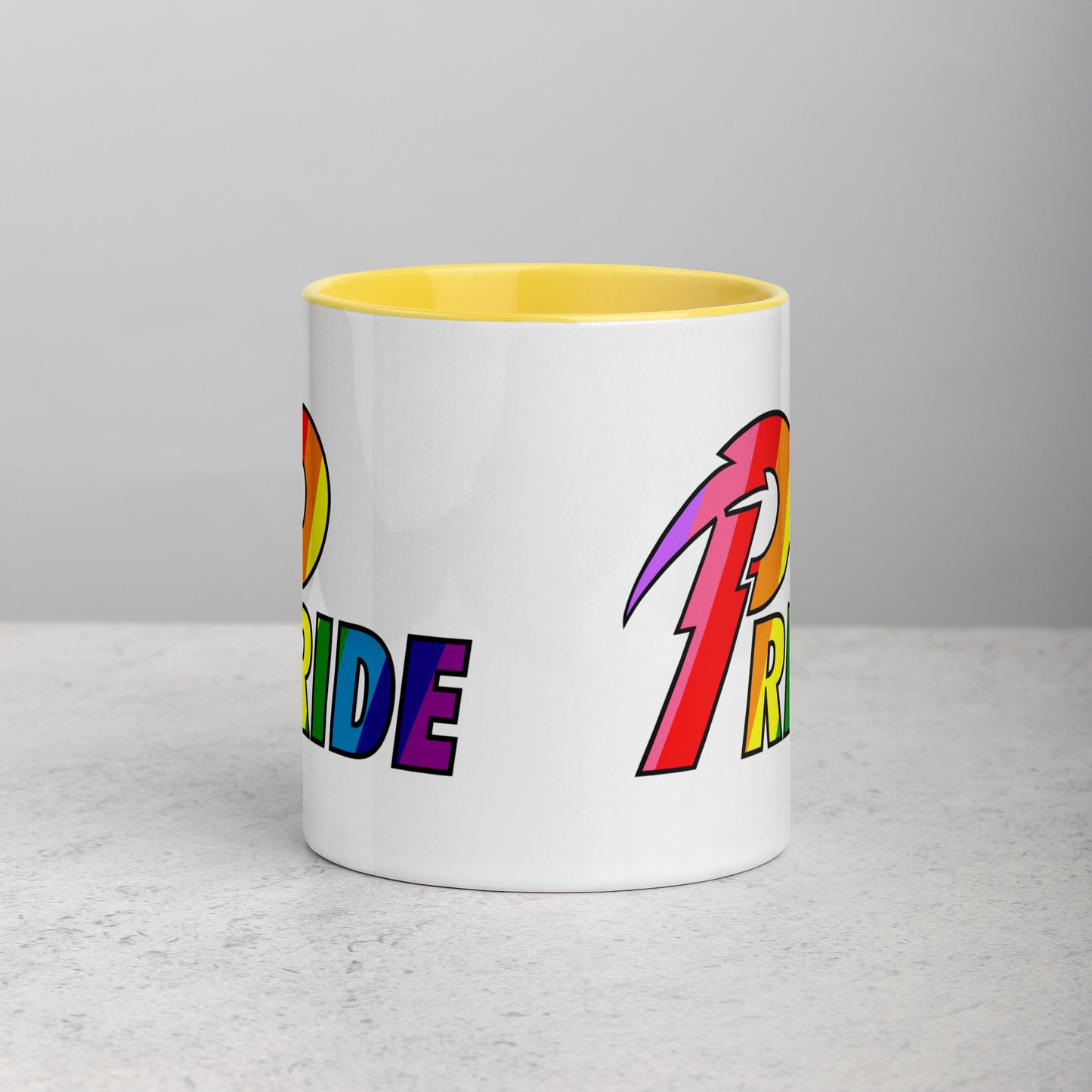 A Pride Bolt mug with color inside