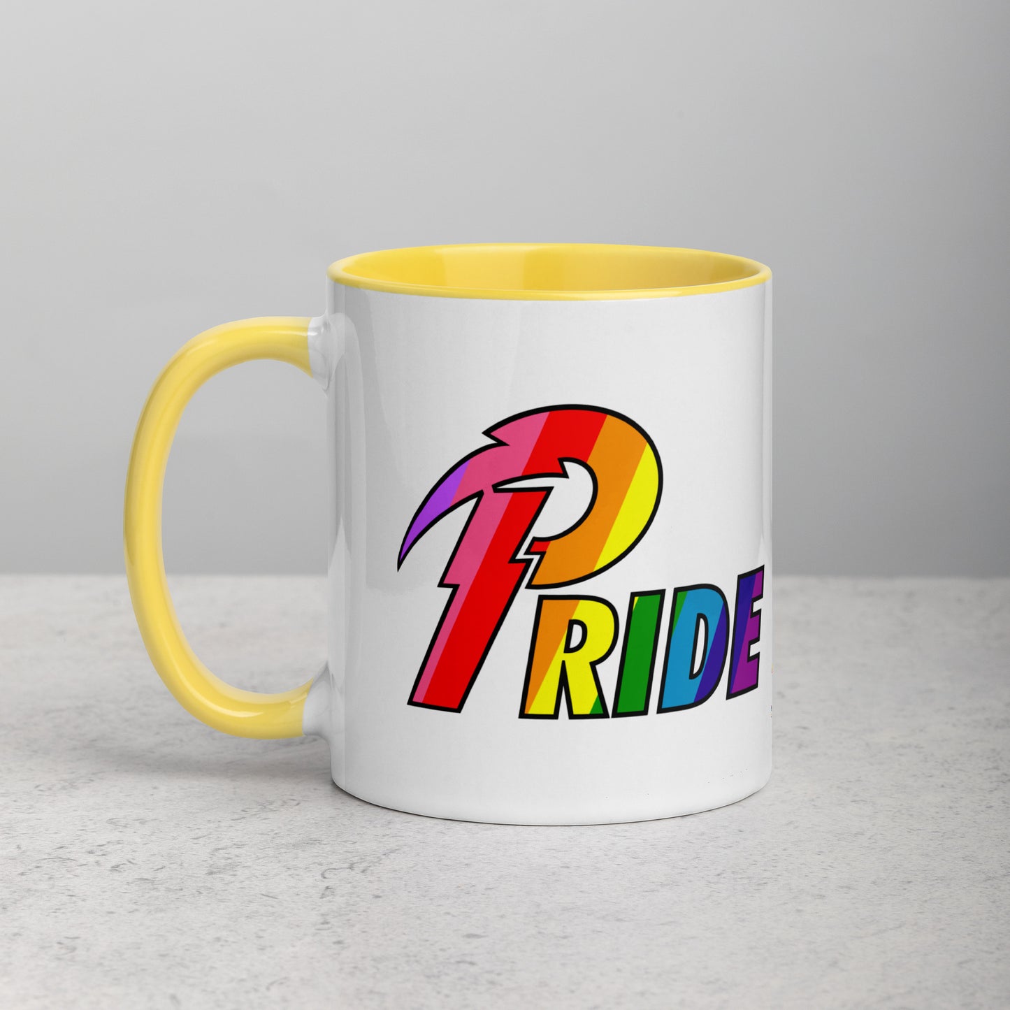 A Pride Bolt mug with color inside