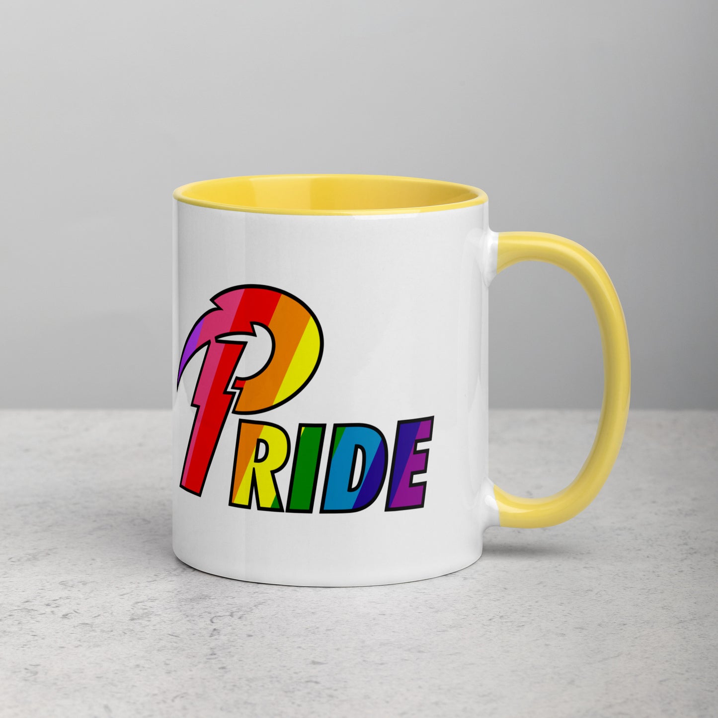 A Pride Bolt mug with color inside